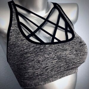Victoria Sport Victorias Secret Nwt Gray Black Marl Strappy Seamless Bralette S